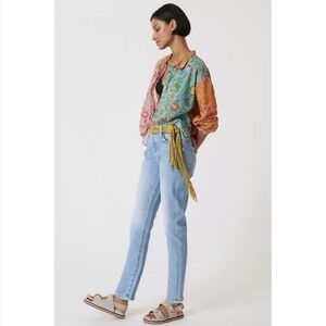 Mother The Scrapper Ankle Button Fly High Rise Stretch Straight Leg Jeans Sz 26